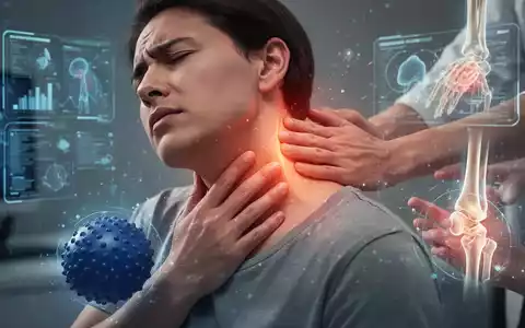 Eine Person mit Nackenschmerzen hält ihren Nacken, umgeben von verschwommenen Elementen, die Technologie und manuelle Therapie andeuten. - Foto: über boerse-global.de