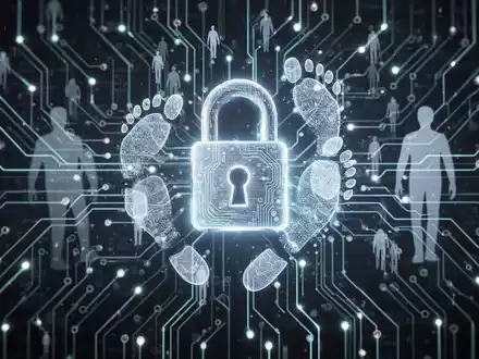 Ein stilisiertes Bild, das Datensicherheit und Mitarbeiter-Offboarding darstellt, mit einem digitalen Schloss und verblassenden digitalen Spuren. - Foto: über boerse-global.de