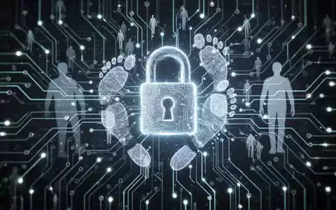 Ein stilisiertes Bild, das Datensicherheit und Mitarbeiter-Offboarding darstellt, mit einem digitalen Schloss und verblassenden digitalen Spuren. - Foto: über boerse-global.de