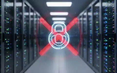 Digitales KI-Assistent-Symbol mit rotem Warnzeichen vor verschwommenen Serverracks, das Serviceprobleme und behördliche Prüfung symbolisiert. - Foto: über boerse-global.de