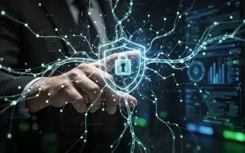 Eine Hand interagiert mit einer digitalen Oberfläche, überlagert von einem leuchtenden neuronalen Netzwerk, das KI-Sicherheit symbolisiert. - Foto: über boerse-global.de