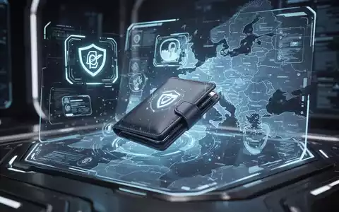 Holografische digitale Geldbörse mit sicheren Identitätsprüfungssymbolen und einer Europakarte, die digitale IDs und Cybersicherheit darstellt. - Foto: über boerse-global.de