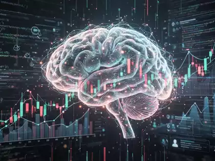 Leuchtendes, abstraktes KI-Gehirn, verwoben mit digitalen Finanzgrafiken und Datenströmen. - Foto: über boerse-global.de