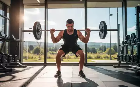 Eine Person führt eine Krafttrainingsübung in einem modernen Fitnessstudio mit Blick auf eine sommerliche Landschaft aus. - Foto: über boerse-global.de
