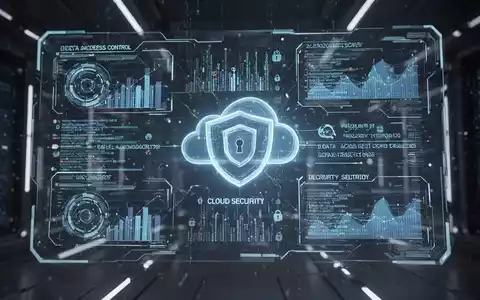 Leuchtende digitale Oberfläche mit Datenströmen und Sicherheitssymbolen, symbolisiert sicheren Cloud-Datenzugriff und granulare Kontrolle. - Foto: über boerse-global.de