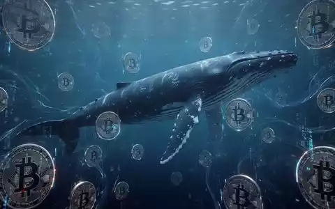 Eine stilisierte blaue Walsilhouette schwimmt durch ein Meer aus Litecoin-Symbolen und Blockchain-Elementen, die große Transaktionen darstellen. - Foto: über boerse-global.de