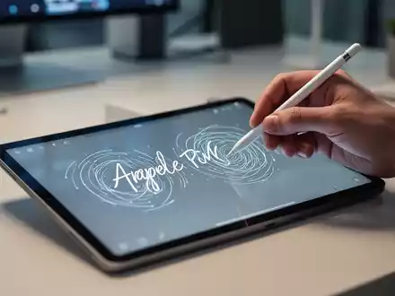 Eine Hand hält einen Apple Pencil, der auf einem iPad schreibt, während digitale Handschriftlinien erscheinen. - Foto: über boerse-global.de