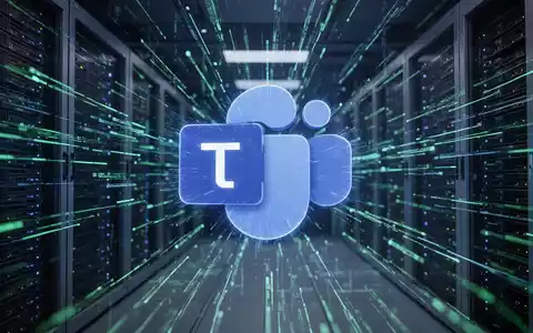 Holografisches Microsoft Teams-Logo über einem Netzwerk aus Datenströmen und Serverracks, symbolisiert Leistungsüberwachung und Sicherheit. - Foto: über boerse-global.de