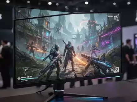 Nahaufnahme eines High-End-Gaming-Monitors mit lebendiger Spielszene, der schlankes Design und fortschrittliche Display-Technologie zeigt. - Foto: über boerse-global.de