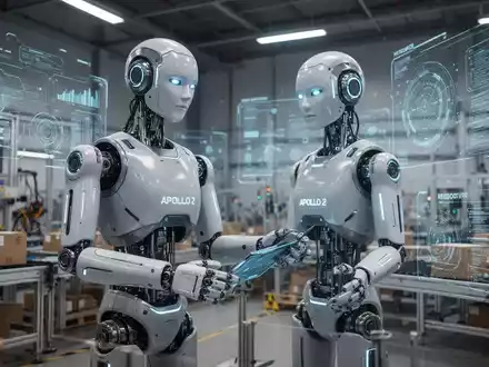 Apollo 2 humanoider Roboter in einer Hightech-Trainingsanlage, demonstriert fortgeschrittene Fähigkeiten für Logistik und Fertigung. - Foto: über boerse-global.de