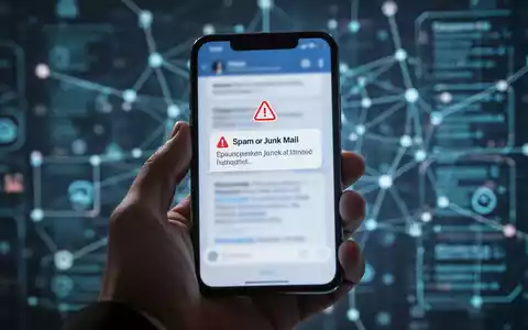 Eine Hand hält ein Smartphone mit einer Spam-Benachrichtigung, unscharfer digitaler Hintergrund. - Foto: über boerse-global.de