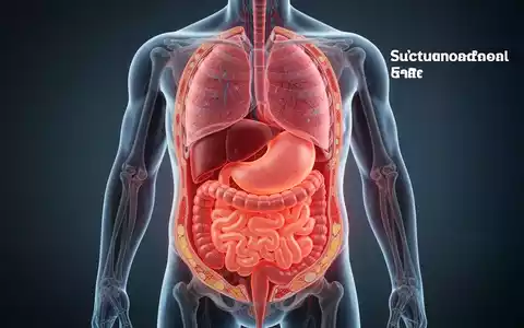 Medizinische Illustration eines menschlichen Torsos im Querschnitt, der viszerales Fett um innere Organe hervorhebt. - Foto: über boerse-global.de