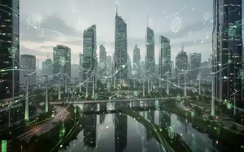 Eine futuristische, nachhaltige Stadtlandschaft mit vernetzten Datenströmen und grüner Energieinfrastruktur, die ESG-Berichterstattung und KI symbolisiert. - Foto: über boerse-global.de