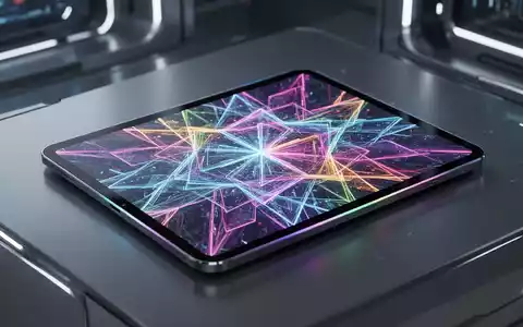 Nahaufnahme eines eleganten, modernen Tablets mit schmalem Rand, das ein lebendiges, farbenfrohes geometrisches Muster zeigt. - Foto: über boerse-global.de