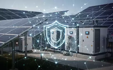 Eine sichere Photovoltaik- und Energiespeicheranlage mit digitalen Netzwerksymbolen, die technische Zuverlässigkeit und Systemstabilität betonen. - Foto: über boerse-global.de