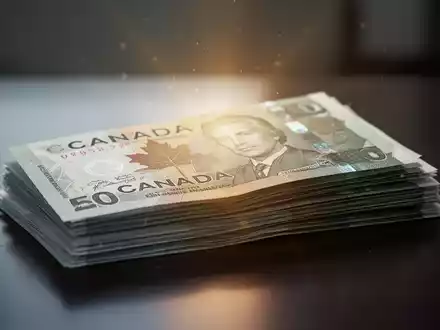 Ein Stapel kanadischer Dollar-Scheine mit einem subtilen Leuchten im Hintergrund, der finanzielles Wachstum symbolisiert. - Foto: über boerse-global.de