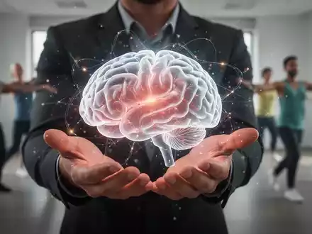 Hände halten ein leuchtendes Gehirnmodell, umgeben von abstrakten Lichtmustern, die neuronale Verbindungen andeuten. - Foto: über boerse-global.de