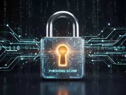 Leuchtendes digitales Schloss umgeben von abstrakten Datenströmen und Binärcode, Symbol für Cybersicherheit und Datenschutz. - Foto: über boerse-global.de