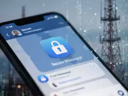 Smartphone-Bildschirm mit verschlüsselter Messaging-App und Schloss-Symbol, unscharfer Hintergrund deutet digitale Verbindung an. - Foto: über boerse-global.de