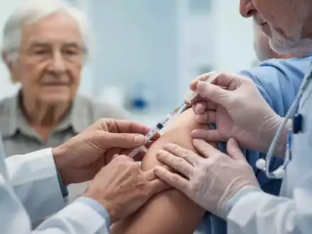 Nahaufnahme der Hände eines Arztes, der einen Patienten impft, mit dem Fokus auf die Nadel und den Arm. - Foto: über boerse-global.de