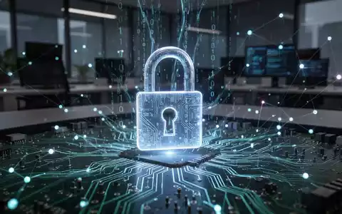 Leuchtendes digitales Vorhängeschloss auf einer Platine mit Binärcode und Datenströmen, symbolisiert Cybersicherheit und Compliance. - Foto: über boerse-global.de