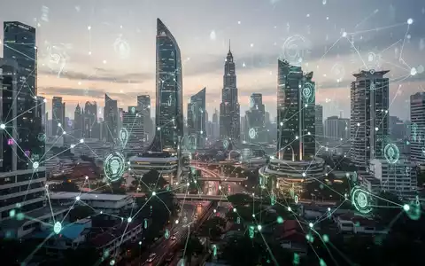 Futuristische südostasiatische Skyline in der Dämmerung mit leuchtenden digitalen Netzwerken, die technologischen Fortschritt und Wirtschaftswachstum symbolisieren. - Foto: über boerse-global.de