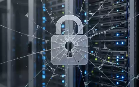Digitales Vorhängeschloss-Symbol mit zersplittertem Glaseffekt über unscharfem Server-Rack, Symbol für Cybersicherheitsverletzung. - Foto: über boerse-global.de