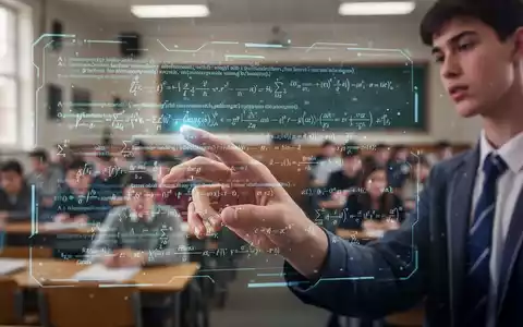 Studentenhand interagiert mit holografischer KI-Oberfläche mit Text und Formeln. - Foto: über boerse-global.de