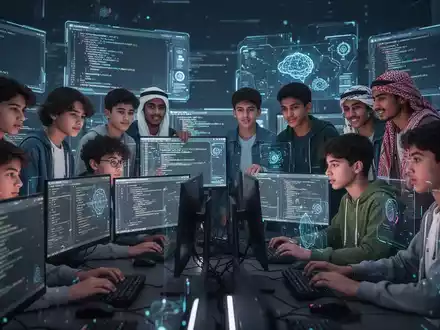 Vielfältige junge Studierende konzentriert an Computern in High-Tech-Umgebung, symbolisiert digitale Wettbewerbe und Jugendförderung. - Foto: über boerse-global.de