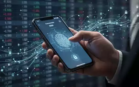 Eine Hand hält ein Smartphone mit biometrischem Authentifizierungsbildschirm und digitalen Sicherheitselementen, die verbesserte Online-Banking-Sicherheit symbolisieren. - Foto: über boerse-global.de