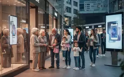Verschiedene Personengruppen, darunter Senioren, Familien und junge Erwachsene, betrachten Schaufenster in einem Einkaufszentrum. - Foto: über boerse-global.de