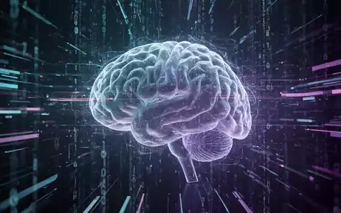 Abstrakte digitale Darstellung künstlicher Intelligenz mit leuchtenden neuronalen Pfaden und Datenströmen in Blau- und Lilatönen. - Foto: über boerse-global.de