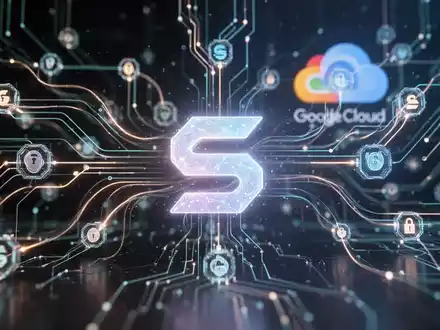 Vernetzte digitale Schaltkreise und Blockchain-Knoten mit leuchtenden Linien, die Daten- und Zahlungsflüsse symbolisieren. Solana- und Google-Cloud-Logos sind dezent integriert. - Foto: über boerse-global.de