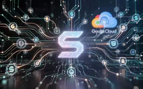 Vernetzte digitale Schaltkreise und Blockchain-Knoten mit leuchtenden Linien, die Daten- und Zahlungsflüsse symbolisieren. Solana- und Google-Cloud-Logos sind dezent integriert. - Foto: über boerse-global.de