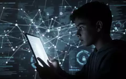 Eine Silhouette einer jungen Person, die auf einen leuchtenden Bildschirm schaut, mit einem verschwommenen digitalen Hintergrund. - Foto: über boerse-global.de