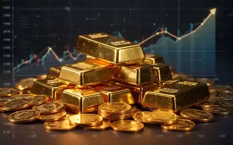 Ein glänzender Haufen Goldbarren und Münzen mit einem angedeuteten, aufsteigenden Chart im Hintergrund. - Foto: über boerse-global.de