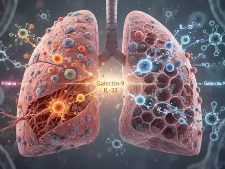 Mikroskopische Darstellung von Lungengewebe, das von Leukämiezellen infiltriert und entzündet ist, mit Fibrose und geschädigten Alveolen. - Foto: über boerse-global.de