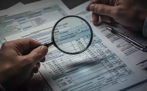 Eine Hand hält eine Lupe über ein Steuerformular mit Berechnungen und Dokumenten, symbolisiert die Prüfung von Mietverlusten. - Foto: über boerse-global.de