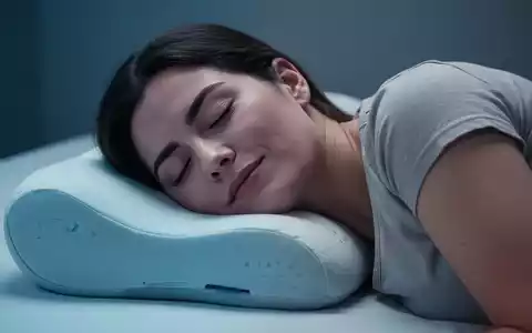 Eine Person schläft friedlich auf einem ergonomischen Kissen, das Kopf und Nacken stützt. Sanftes Licht beleuchtet die Szene. - Foto: über boerse-global.de