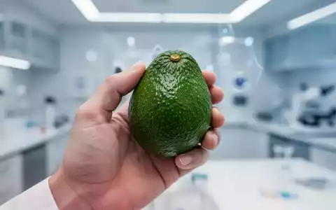 Eine Hand hält eine reife Avocado, die gesunde Ernährung und Gewichtsmanagement symbolisiert. Der Hintergrund ist unscharf. - Foto: über boerse-global.de