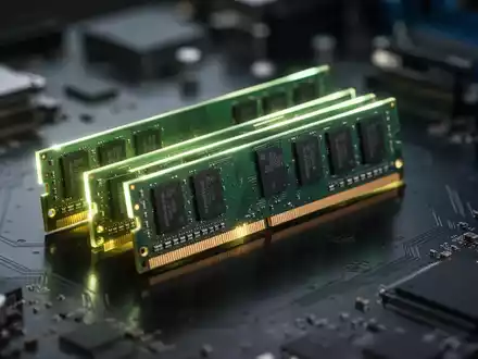 Nahaufnahme von leuchtenden RAM-Riegeln auf dunkler, reflektierender Oberfläche, die Knappheit und steigenden Wert von Speicherchips symbolisiert. - Foto: über boerse-global.de