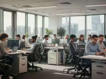 Mitarbeiter arbeiten in einem modernen, klimatisierten Büro, das Komfort und psychische Gesundheit fördert. - Foto: über boerse-global.de