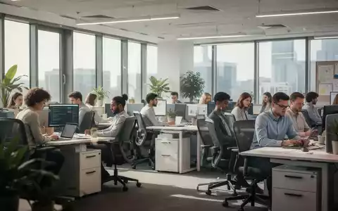 Mitarbeiter arbeiten in einem modernen, klimatisierten Büro, das Komfort und psychische Gesundheit fördert. - Foto: über boerse-global.de