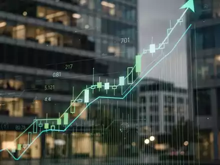 Ein stilisierter, aufwärts gerichteter Börsenchart vor der unscharfen Kulisse moderner Finanzarchitektur, der positive Entwicklung symbolisiert. - Foto: über boerse-global.de