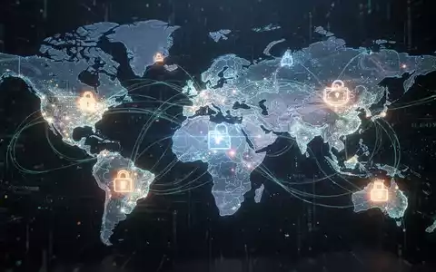 Abstraktes digitales Netzwerk mit verbundenen globalen Knotenpunkten, Symbol für diversifizierte KI-Lieferketten und internationale Zusammenarbeit. - Foto: über boerse-global.de