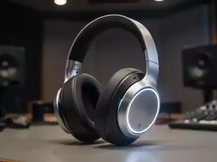 Ein Paar elegante, moderne Over-Ear-Kopfhörer in einem professionellen Studio, mit sanfter Beleuchtung, die ihre Premium-Texturen hervorhebt. - Foto: über boerse-global.de