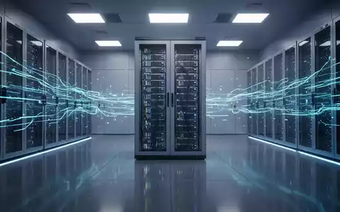 Moderner Serverraum mit blauem Licht, der Datenfluss und Technologie-Updates veranschaulicht. - Foto: über boerse-global.de