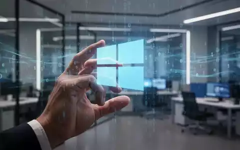 Hand interagiert mit holografischem Windows-10-Logo, symbolisiert verlängerten Support und endgültige Einstellung. - Foto: über boerse-global.de