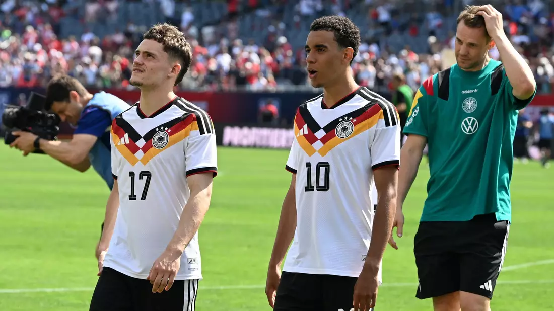 In Amerika nur Scheinriesen: Florian Wirtz (l) und Jamal Musiala. (Archivbild) - Bild: Federico Gambarini/dpa
