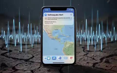 Smartphone-Bildschirm zeigt Erdbebenwarnung über Venezuela-Karte, mit subtilen seismischen Welleneffekten im Hintergrund. - Foto: über boerse-global.de